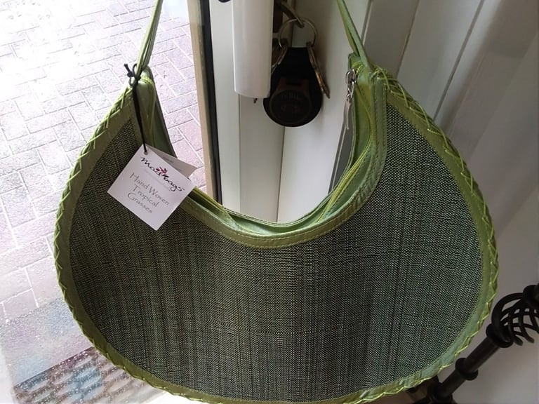 image for Unique Handcrafted Green Tropical Grasses Handbag 