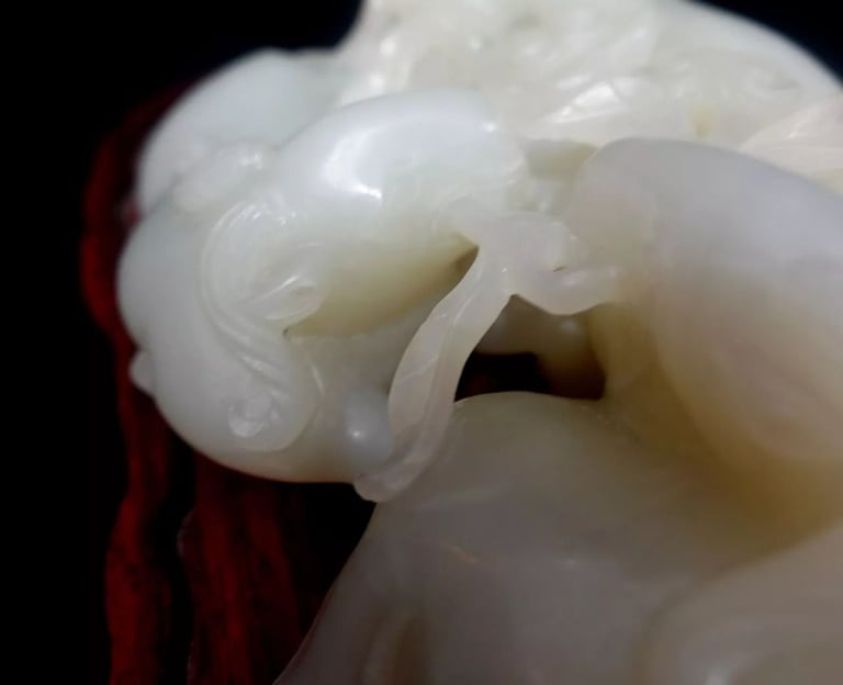 Antique Large & Heavy Chinese Hetain White/G Jade Carved Group "3 Rams" 19th C