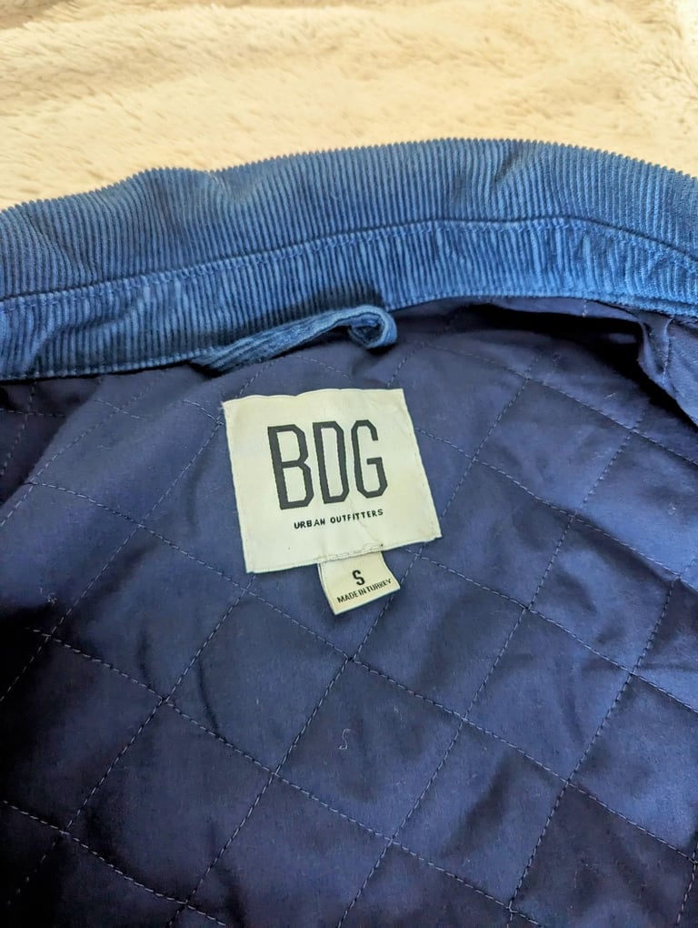 BDG Cobalt Corduroy Varsity Jacket - blue and beige