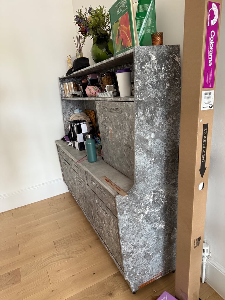 Large Grey Storage Unit on Wheels