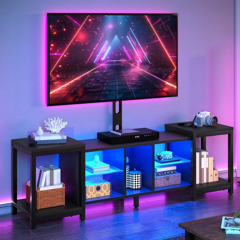 image for Extendable Tv cabinet console with stand and storage. Includes RGB lighting. 