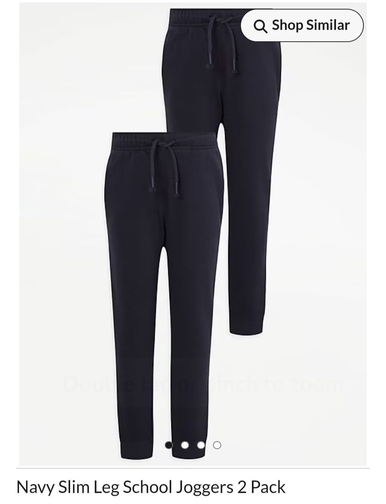 image for George slim navy joggers age 13-14 x2