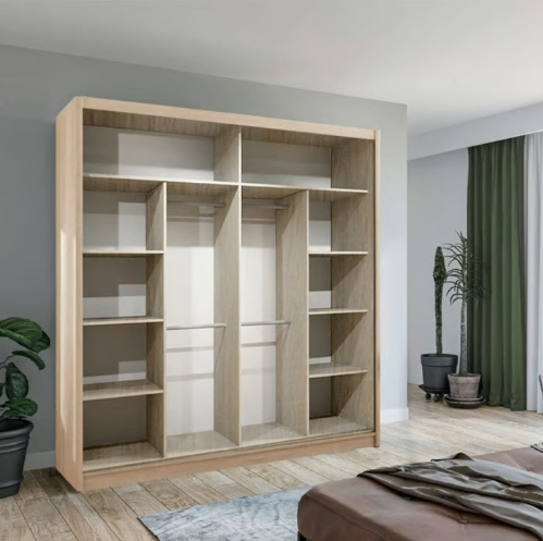 Brand New - Vision Mirror Sliding Door Wardrobe Oak - SAME/NEXT DAY DELIVERY