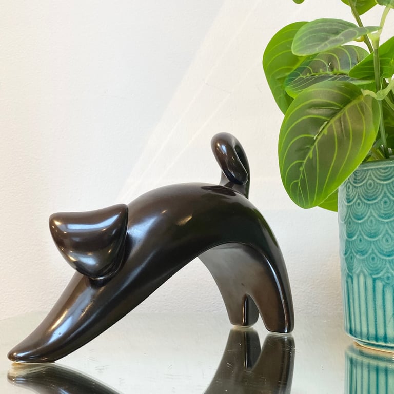 Modernist Mid Century Ceramic Cat Abstract Sculpture 1960s Czech mcm interior design