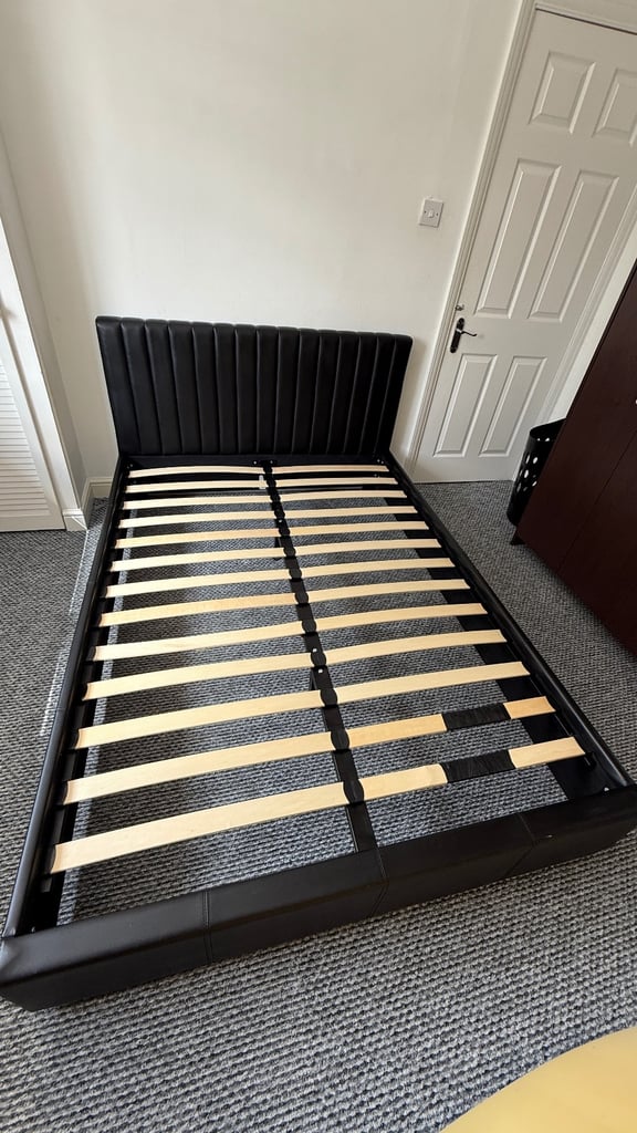 Double bed and mattress / Black bed frame
