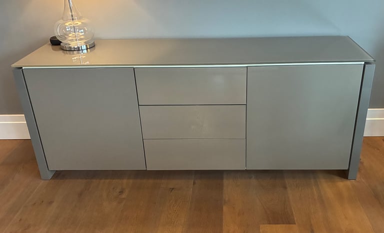 image for Calligaris Taupe Gloss Sideboard with glass top
