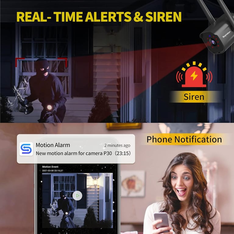 Wireless Security Camera 2-Way Audio- AI Motion Detection