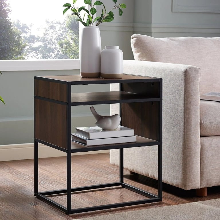 New 51cm Industrial Modern Square Open Shelf Storage Sofa Side End Night Stand Table