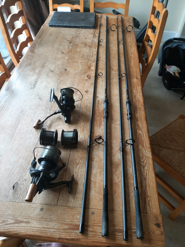 2 x 13 ft Mitchell Rods & Multiplier Reels & Tripod Beachcaster Sea Fishing  .