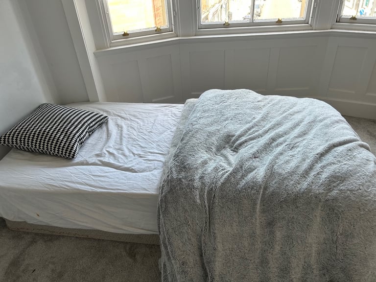 image for Single bed with headboard and with spring mattress 