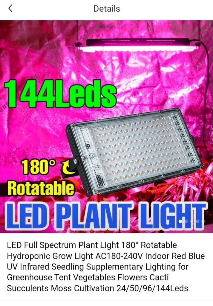 image for 144 LED panel plant grow light