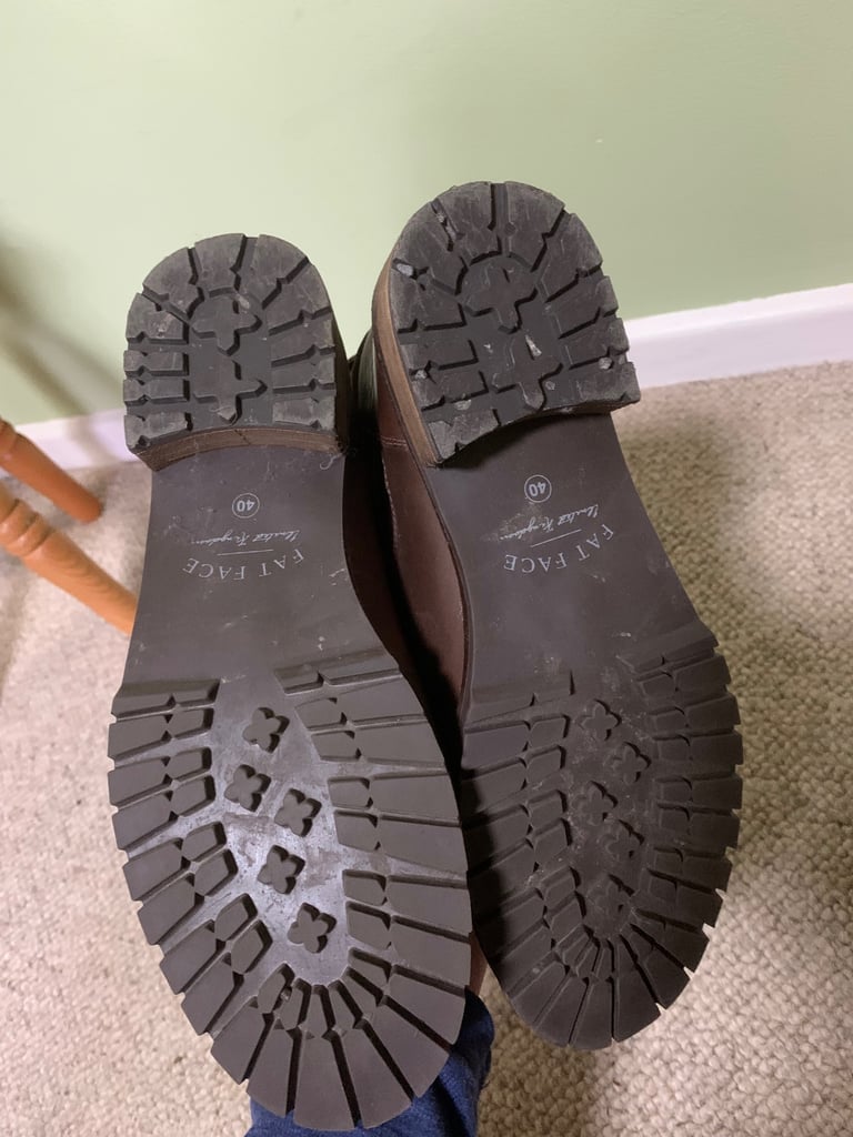 Fat Face Chocolate Brown Genuine Leather & Suede Biker Boots Size 7 / EU 40