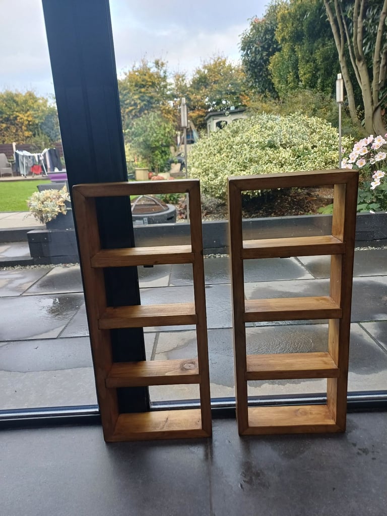 image for Solid oak hand-made shelves x2 wall hung