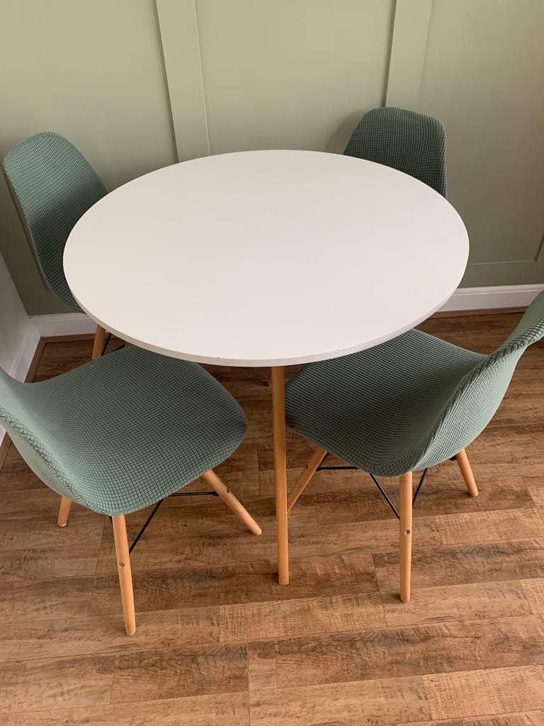 Round dining table and chairs