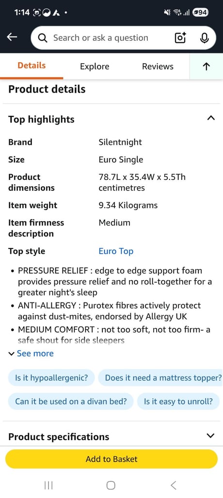 Single mattress 35