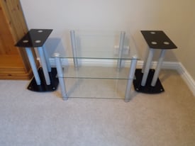 Stereo unit and speaker stands