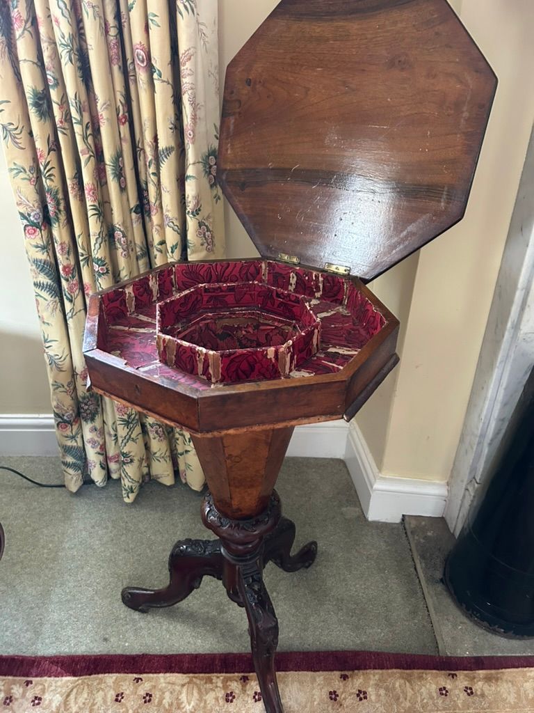 Antique octagonal "sewing" table/side table