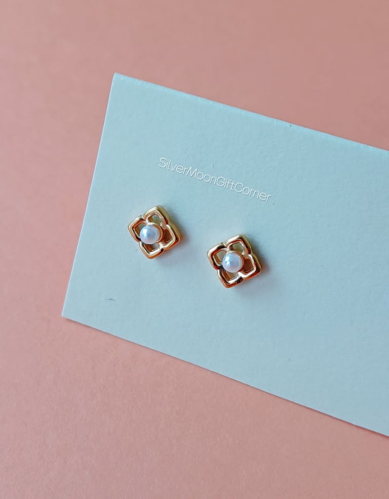  14K Gold Plated Stud Earrings Set Minimalist Dainty Earrings for Women, Girls & Mums