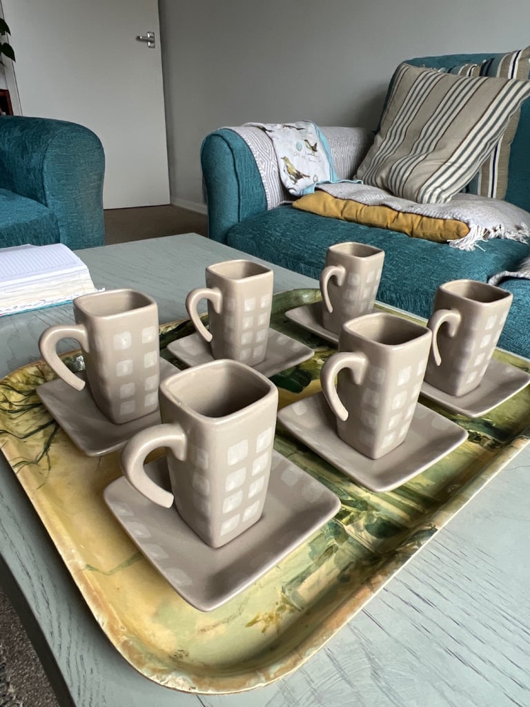 image for BROSTE Copenhagen Set of 6 Coffee Cups & Saucers Fine Dining 