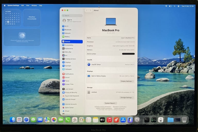 Apple MacBook Pro 16" 2019 Intel i9-9880H 9th Gen CPU 2.3GHz 8 Cores 1TB SSD