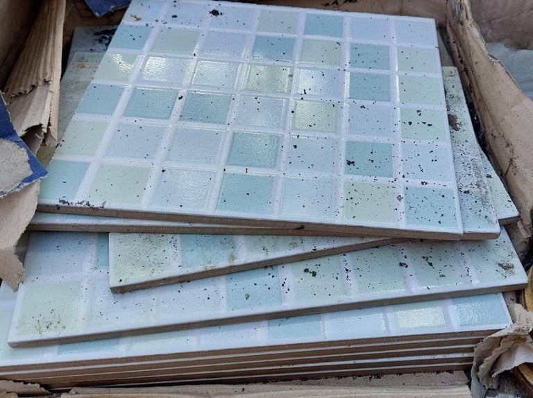 NEW Blue square mosaic bathroom ceramic tiles - pack of 7