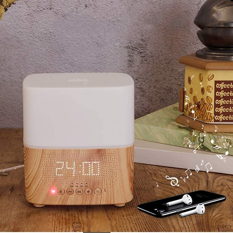 Smart Oil Diffuser + Bluetooth Speaker + Digital Alarm Clock + 7 LED Therapy Night Light