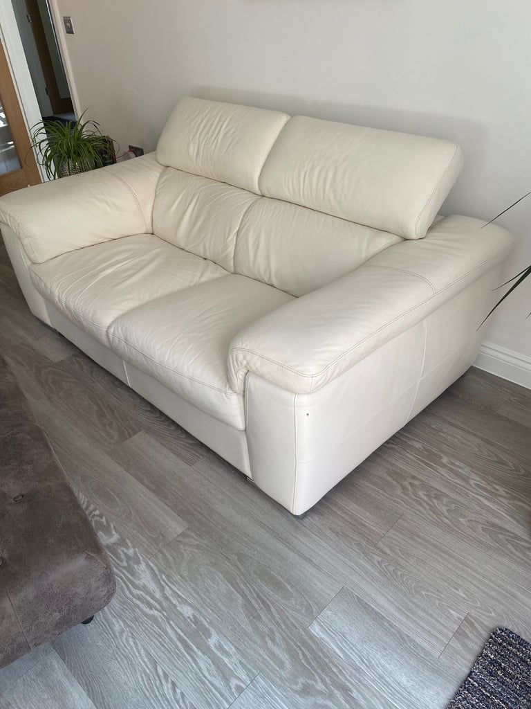 image for White Italian two seater leather sofa