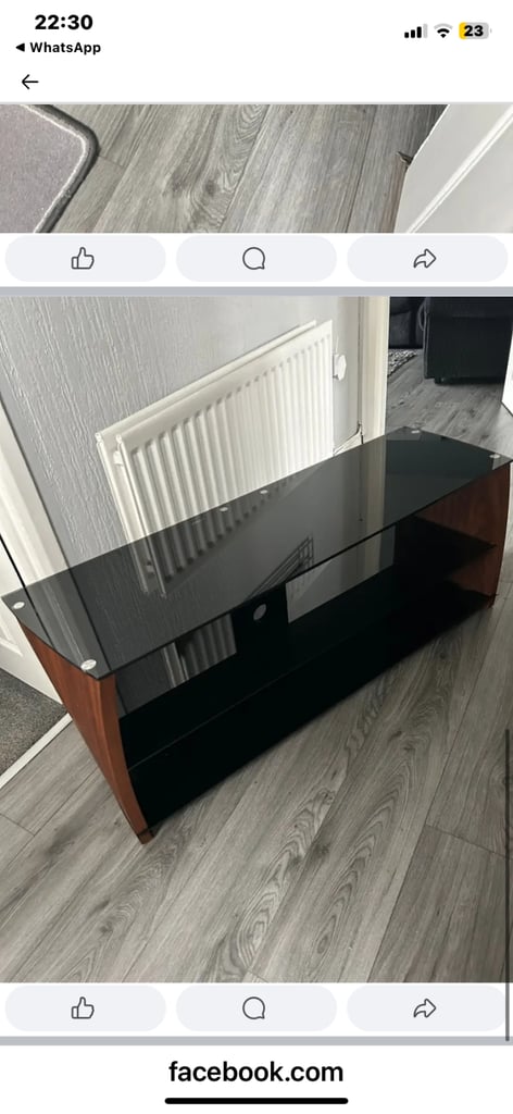 Black glass TV cabinet £50.00