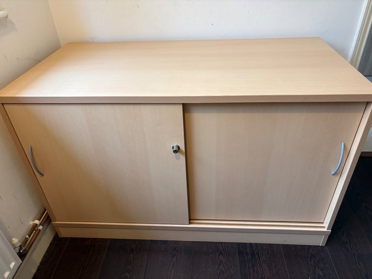 Office desk, side drawers and storage unit