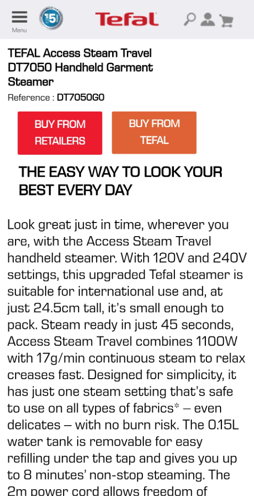 Tefal Travel Steamer 