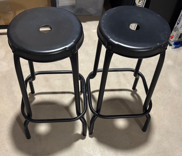 X2 ikea black stools perfect for a bar.