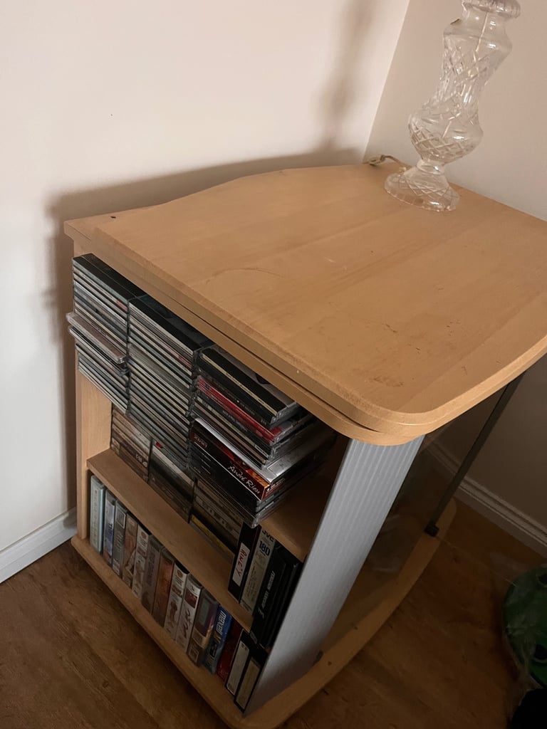 Rotating tv/media table with lots of storage space 