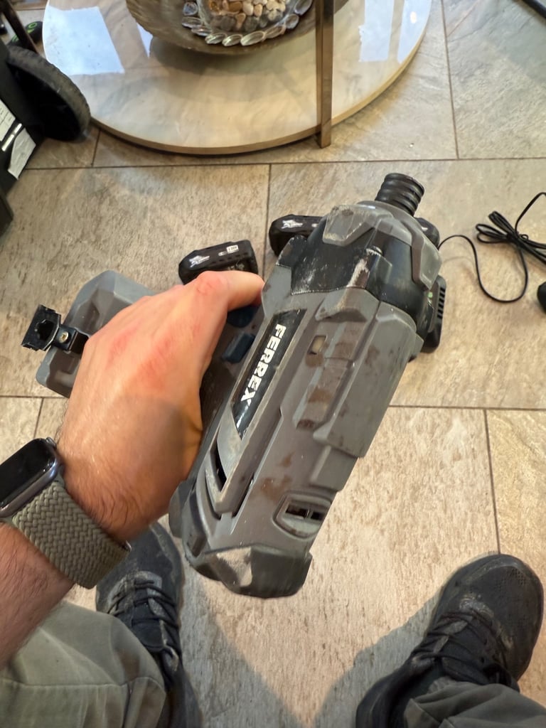 Drill, impact driver with three batteries & charger