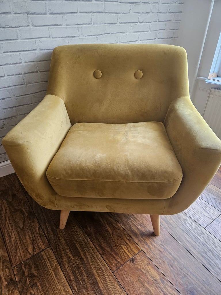 image for Mustard Velvet Armchair Good Condition £75 ono