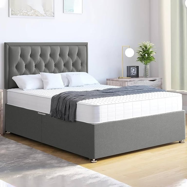 🚛DIVAN 4FT6 Double Bed Base 😘Luxury with Mattress & Storage Drawers ❤️15% OFF💥COD