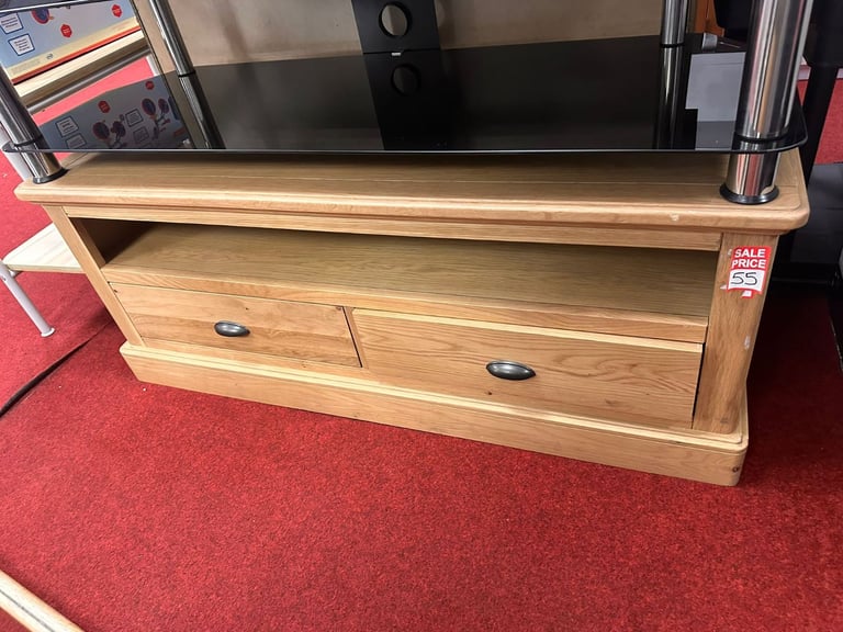 Solid wood 2 drawer corner TV Unit - Pine 
