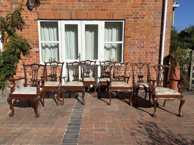 image for Antique quality set of 8 (6+2) Chippendale style dining chairs