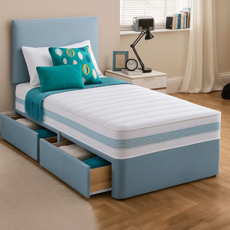 image for Single 3ft Divan Bed with Mattress and Drawers Option | Free UK Delivery **