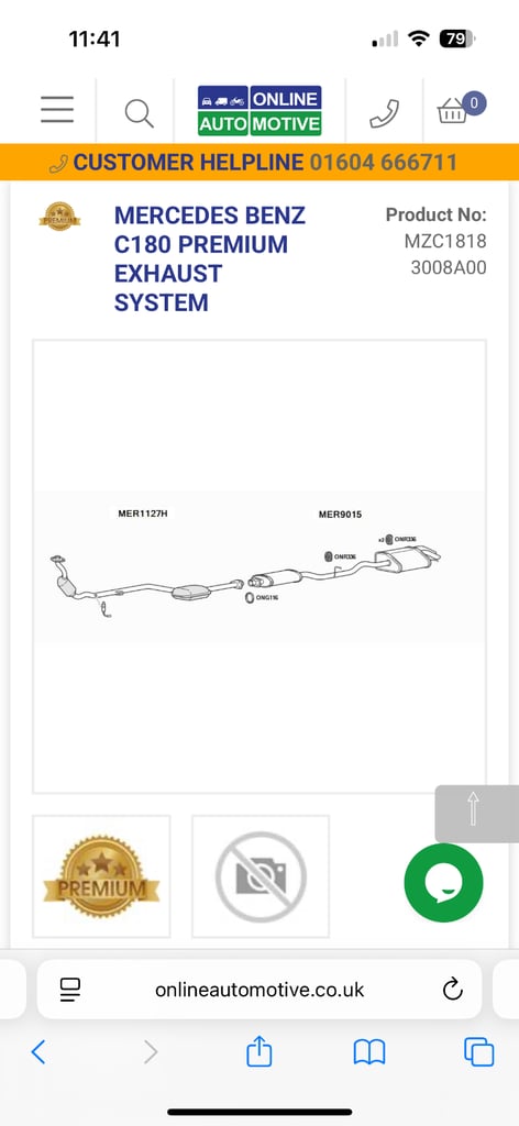 2006 Mercedes c180 full exhaust 1.8