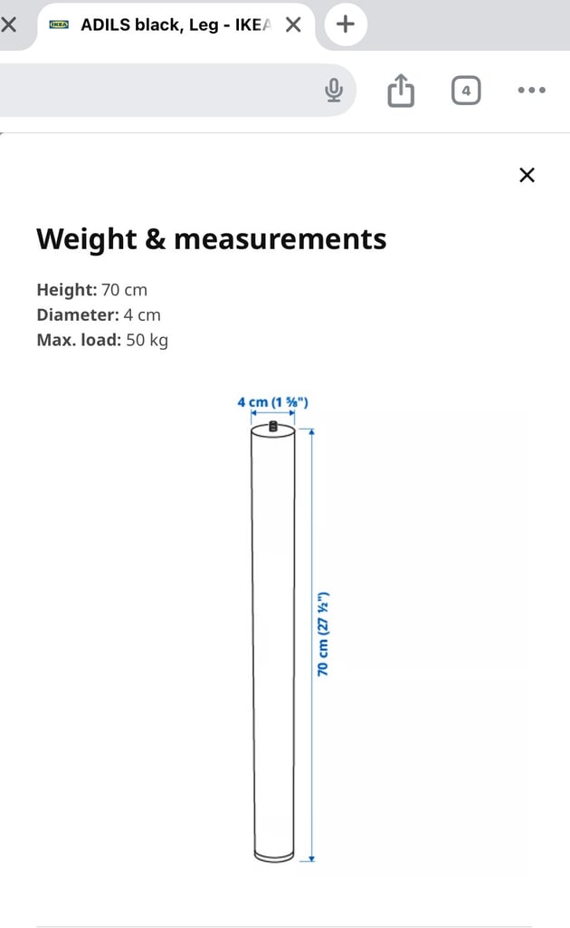 Solid Pine Table + 4 IKEA ADILS table legs
