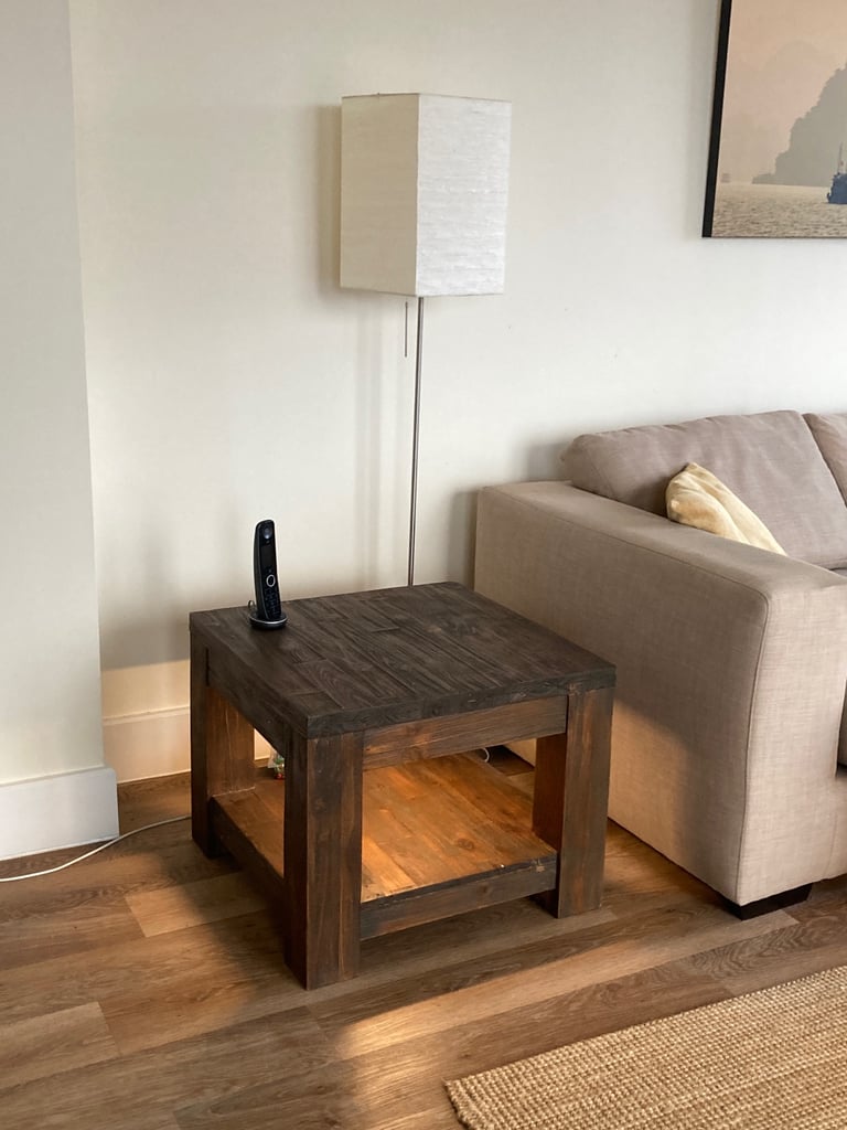 Rustic Acacia Wood Coffee Table & Lamp Table