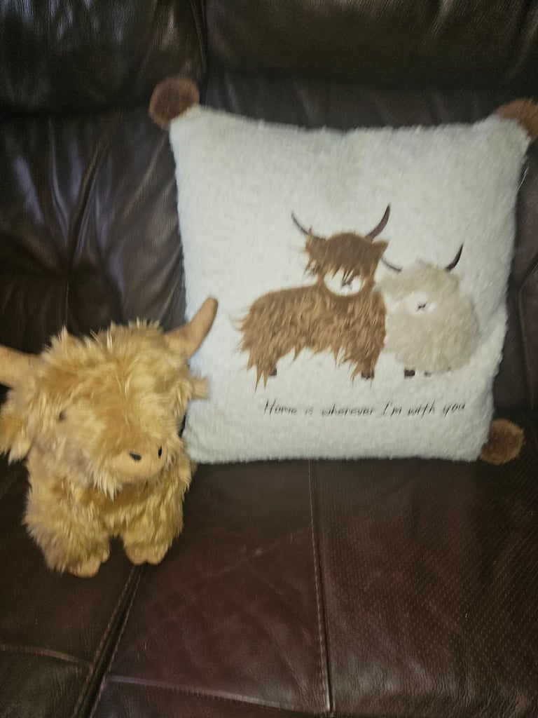 image for Brand new highland door stop cow and cushion 