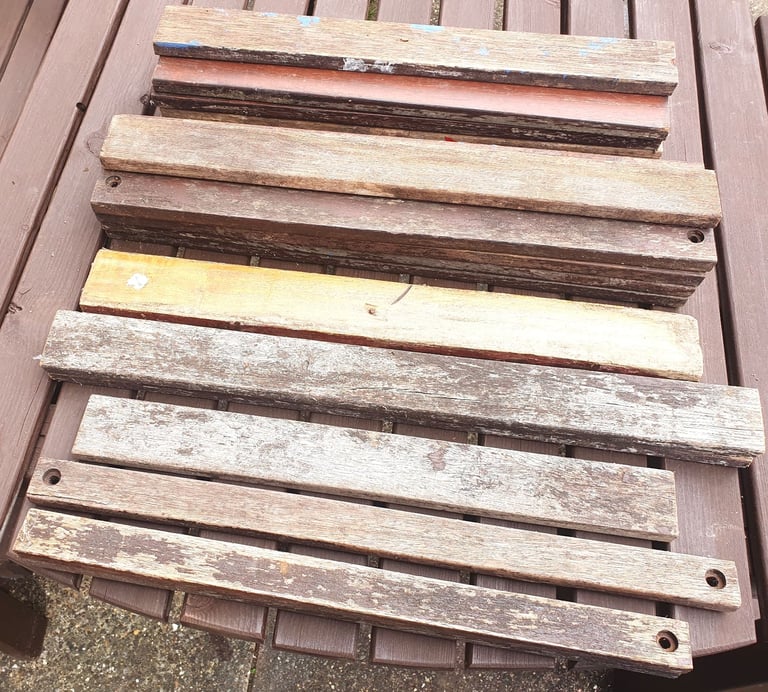 image for Qty 27 reclaimed chair slats, garden chair wood