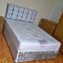 DIVAN BED WITH MATTRESS AND HEADBOARD 