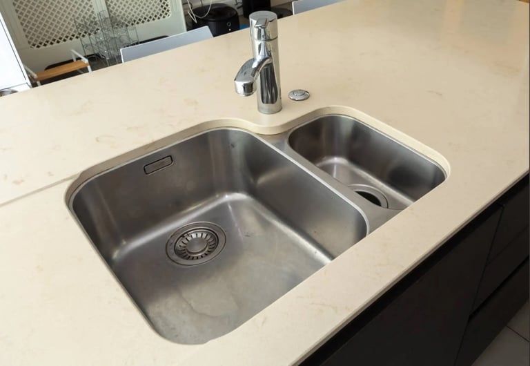 Used Quartz Kitchen Worktops + Double Stainless Sink