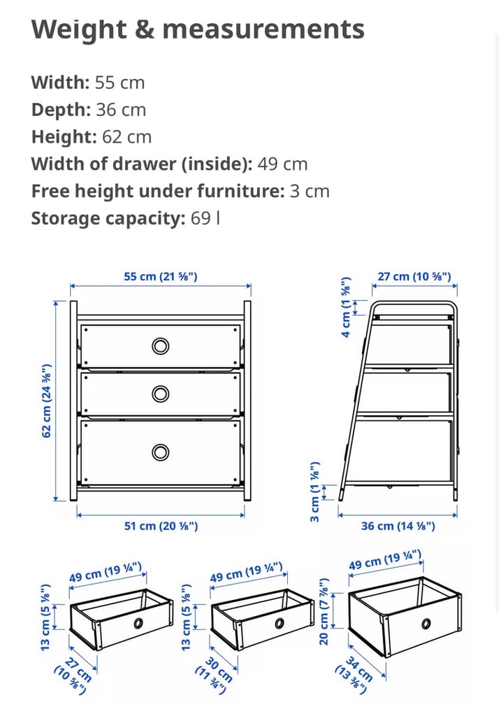 IKEA Lote - Chest of 3 Drawers
