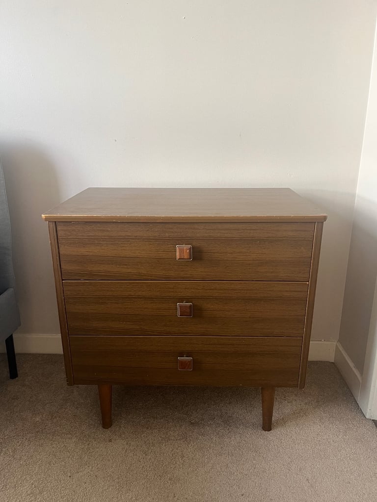 image for Mid century brown bed side table 