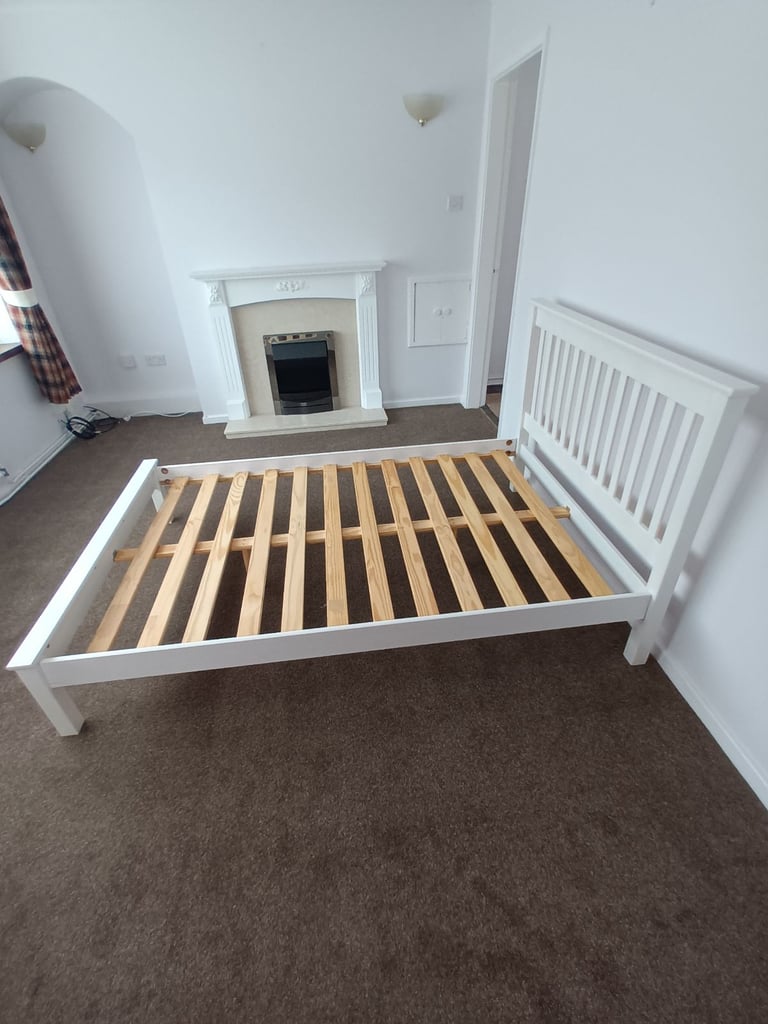 image for Aspley Small Double Wooden Bed Frame - White