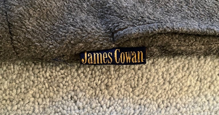 Men's James Cowan blue and grey fleece, zip front, medium-sized