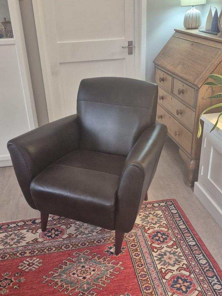 image for John Lewis Brown Leather Club Chair